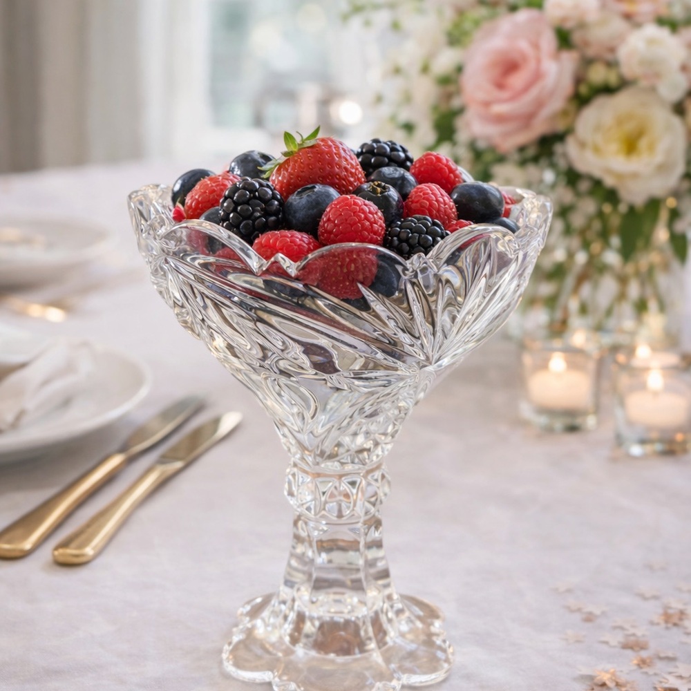 Vintage Footed Crystal Sherbert/Berry Dishes - Heavy!